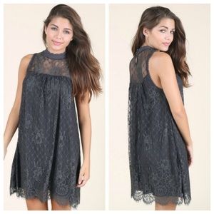 Altar’d State high neck black/charcoal lace dress